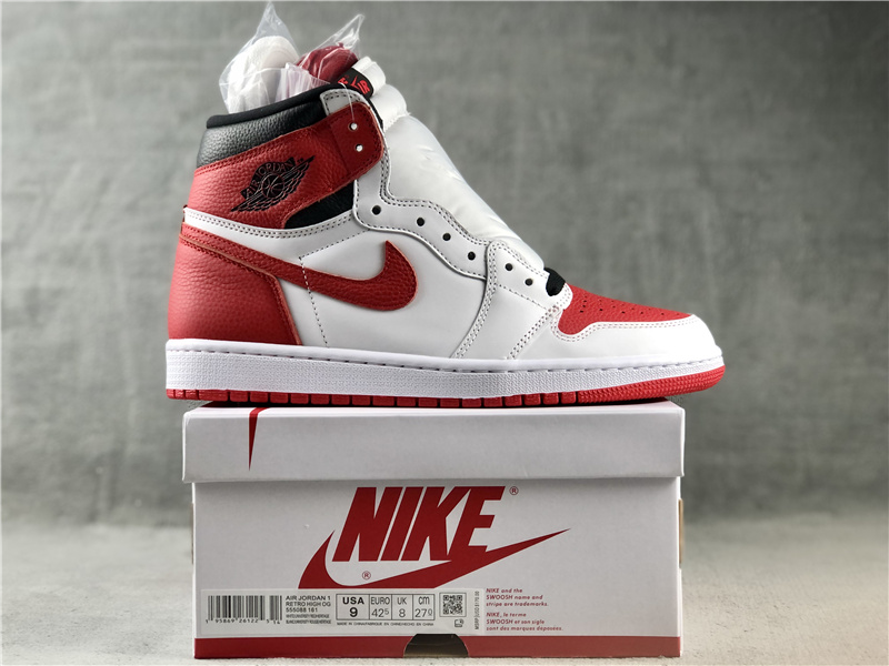 Women Air Jordan 1 High White Red Black Shoes